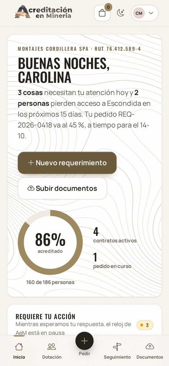 Portal del cliente en un celular